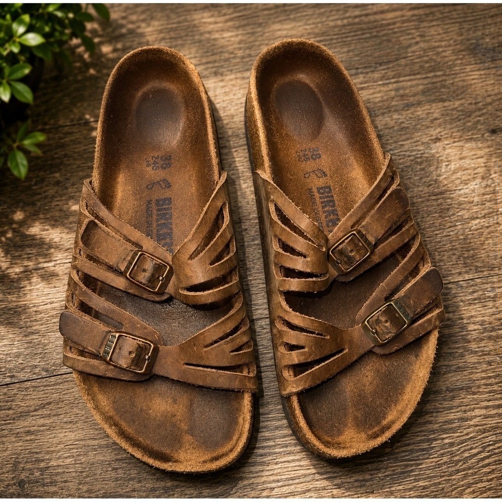 Birkenstock Granada Oiled Leather Sandals Brown Womens Size 36 US 5 Soft Footbed